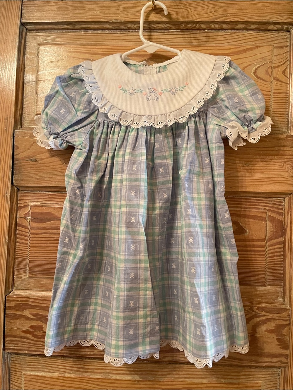 Good Lad Pastel Blue and Mint Green Plaid Dress Embroidered Girls 4T